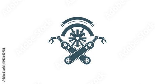 Industrial Robotic Arms and Gear Mechanism Logo.