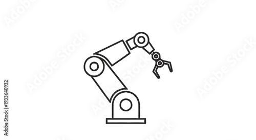 Industrial Robotic Arm Line Art Icon Vector.