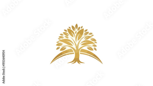 Golden Tree Logo Icon Symbol.
