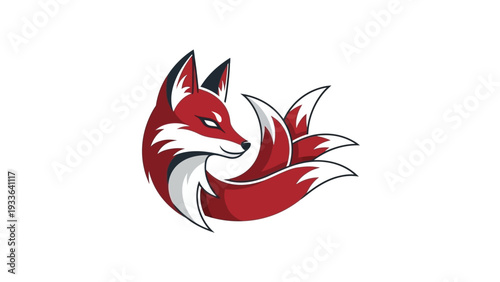 Red Fox Head Logo Illustration.