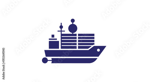 Illustration of a cargo ship sailing on the water.