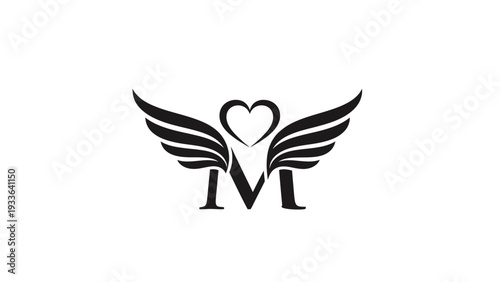Winged Heart Logo Design Element.