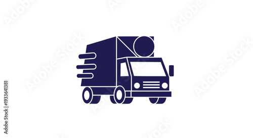 Illustration of a fast moving delivery truck icon.