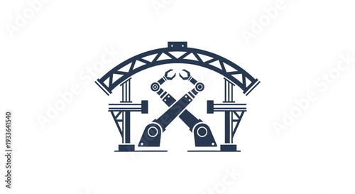 Industrial Robotic Arms Assembly Line Automation Concept.