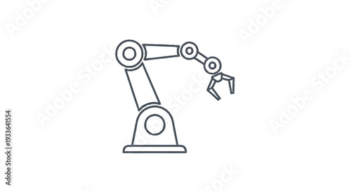 Industrial Robotic Arm Outline Icon Vector Illustration.