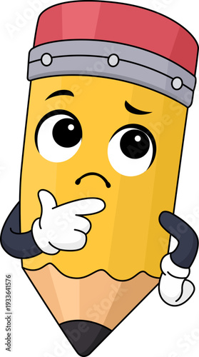 Thinking pencil character