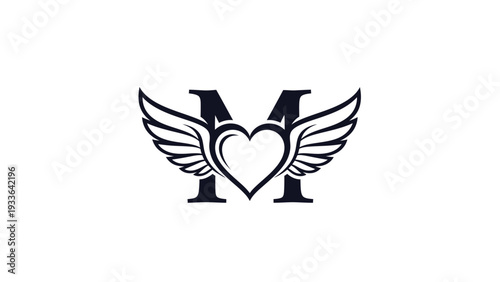 Winged Heart Logo Design Element.