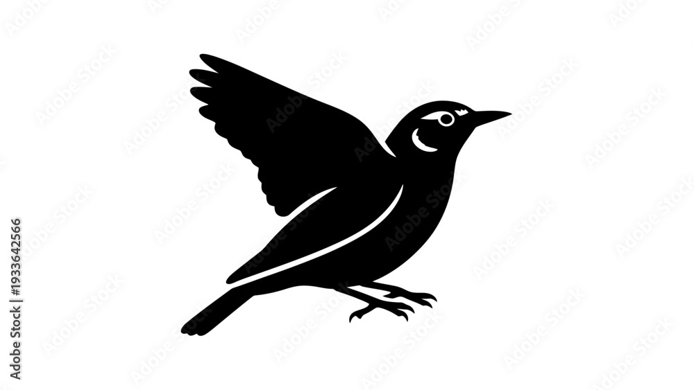 Fototapeta premium Black Bird Silhouette in Flight.