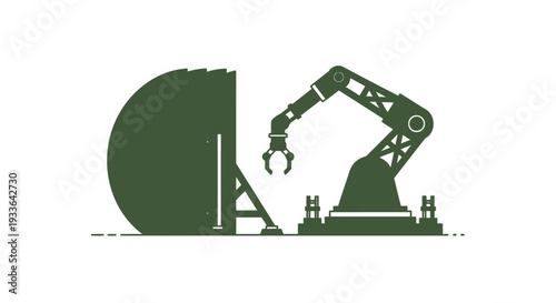 Industrial Robotic Arm Working on Large Machine Component.