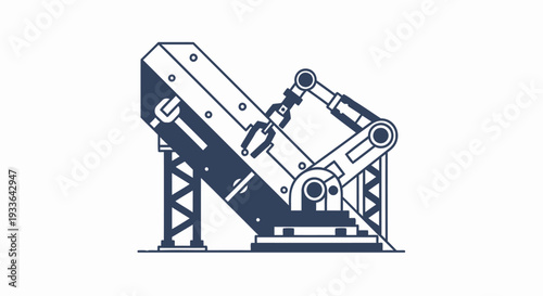 Industrial robotic arm with gripper on a platform.