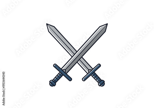 Two Crossed Medieval Swords on White Background Representing Conflict Engagement or Dual Combat Ready for Battle or Historical Display