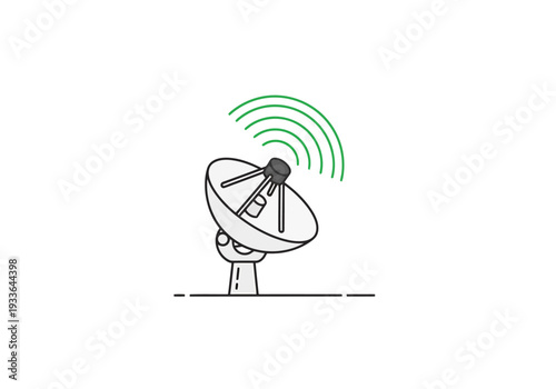 Satellite Dish Receiving Wireless Signals On A White Background Representing Communication And Technology Concepts