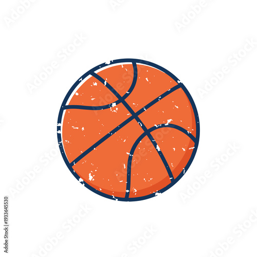 Illustration of a Textured Basketball with Black Lines.