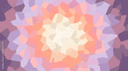 Abstract mosaic pattern with a bright, warm center radiating outwards in pastel colors.
