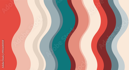 Abstract background pattern with vertical wavy bands of different colors including red pink teal and beige tones.