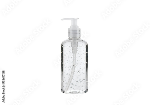 Clear transparent hand sanitizer bottle with pump Bubbles inside