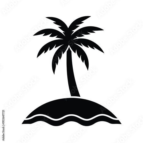 Island With Palm Tree Icon Vector Illustration