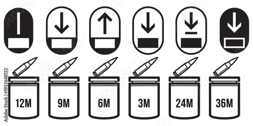 Ink cartridge and directional arrow icons