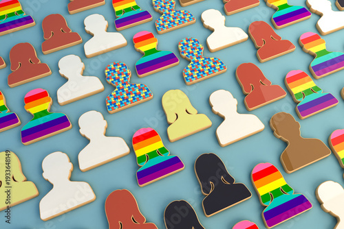 3D Illustration of diverse profile icons representing diversity, equity and inclusion (DEI)