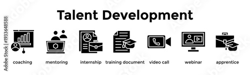 Talent Development Banner Web Icon Vector Illustration Concept For Coaching, Mentoring, Internship, Training Document, Video Call, Webinar, Apprentice
