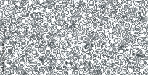 Seamless abstract freehand curved line pattern on a white background.
