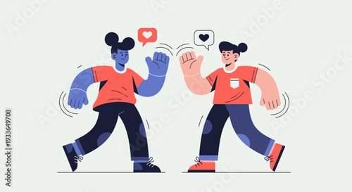 Two individuals interacting with each other in a dynamic scene depiction illustration style