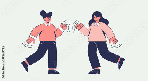 Two people dancing together in a joyful moment captured in illustration form from a straightforward view