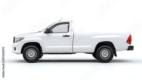 White pickup truck side view on white background ideal for mockups. Concept Mockup Photography, Vehicle Mockup, Pickup Truck Mockup, Commercial Vehicles, Side View Shot