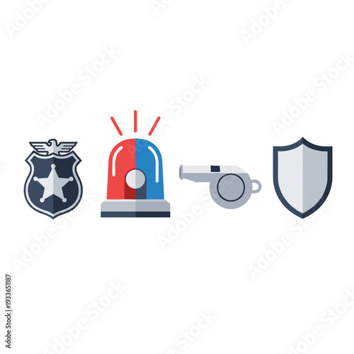 Police and Security Icons Set.