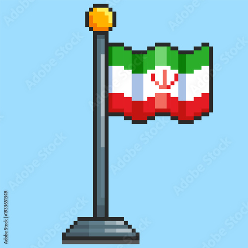 Pixel art Iran Flag game asset design