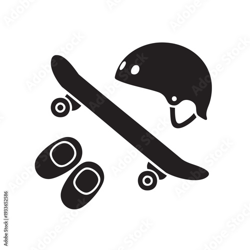 Skateboarding gear set with skateboard helmet and pads