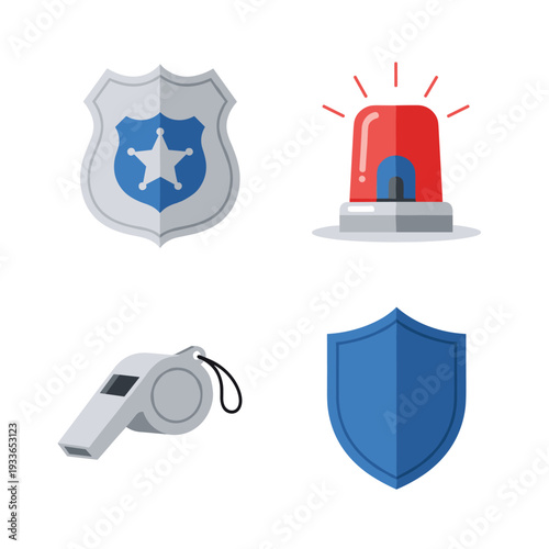 Police Icons Set Vector Illustration.