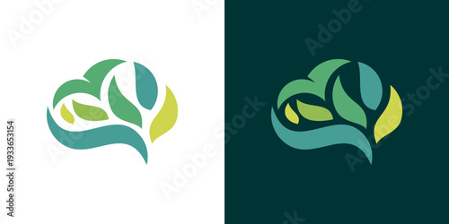 Dual meaning logo combining brain and leaf elements, symbolizing intelligent growth, eco-conscious innovation, sustainability, and harmony between knowledge and nature.