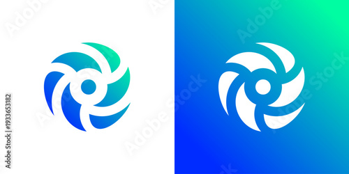 Dual meaning logo combining circle and fan elements, symbolizing balance, continuous motion, airflow efficiency, energy circulation, and dynamic harmony in a modern identity.