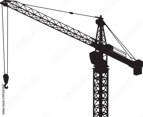 Black silhouette of construction crane hook