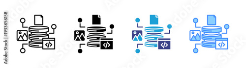 Database icon set multiple style collection