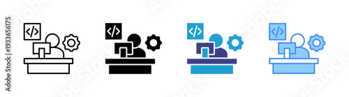 Development icon set multiple style collection