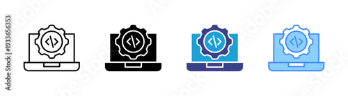 Coding icon set multiple style collection