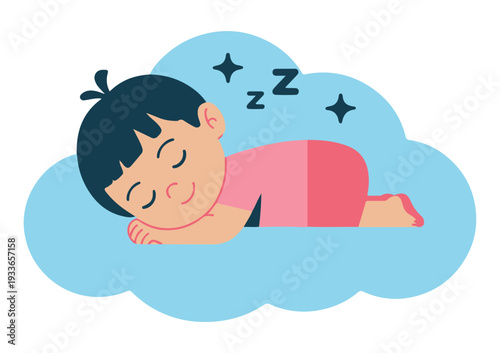 Sleeping Child on Cloud with Zzz