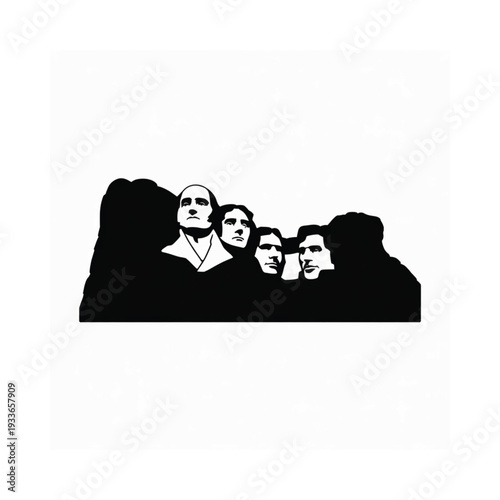 Black and white silhouette of mount rushmore national memorial