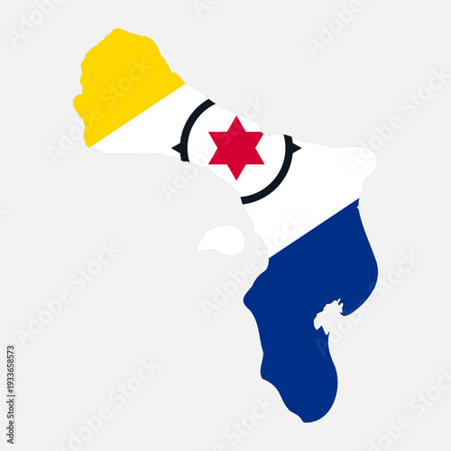 Bonaire map silhouette with flag isolated on white background