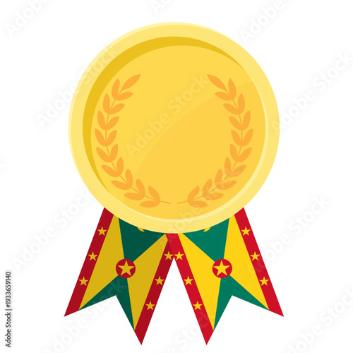 Golden award medal with Grenada flag ribbons for winners