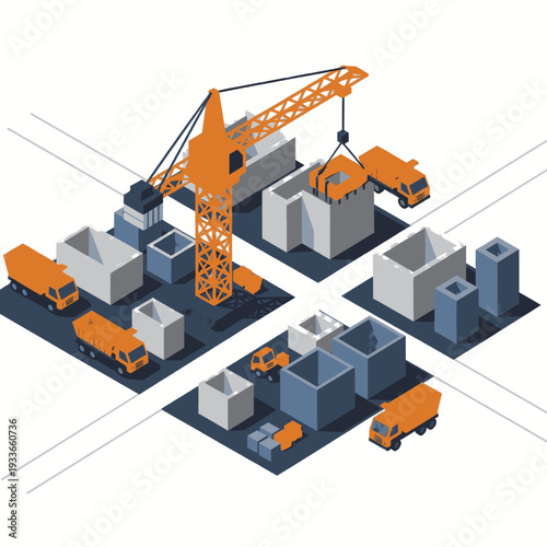 Industrial Crane and Shipping Containers Scene.