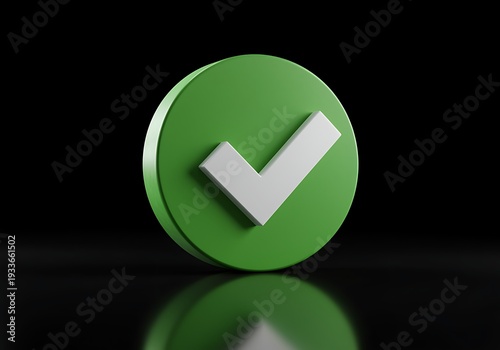 Free Download Green circle with white checkmark symbol on reflective surface  verification and confirmation icon - GFXLoad