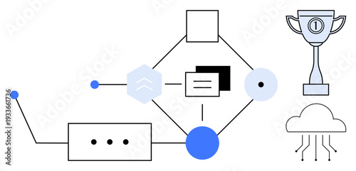 Digital workflow concept. Digital workflows streamline processes and enhance integration. Digital workflows optimize data flow, cloud computing, and achievement tracking. For tech, business