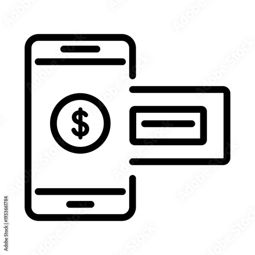 Line icon showing a smartphone processing a credit card payment