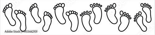 footprint icon set on white background