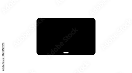 Modern flat black icon representing a smart home dashboard interface on a digital screen, symbolizing connected technology and home automation control for a futuristic living environment.