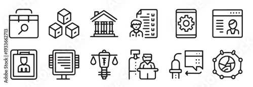 patent related icon set isolated flat illustration on white 