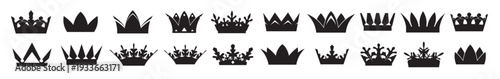 Set of vector king crowns icon on white background. Vector Illustration. Emblem and Royal symbols.